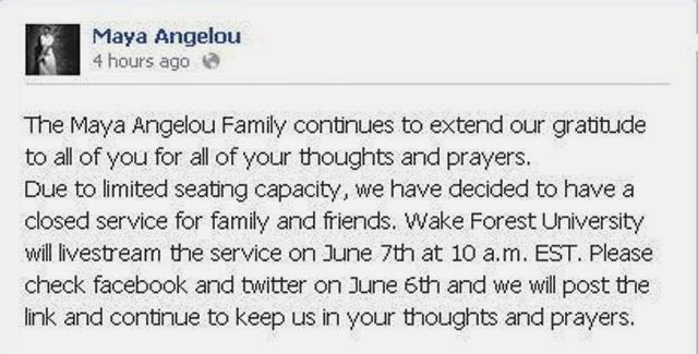 Maya Angelou facebook, maya angelou family 