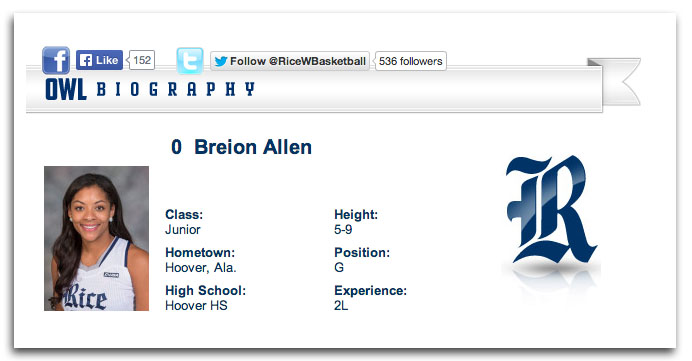 Breion Allen Rice University bio
