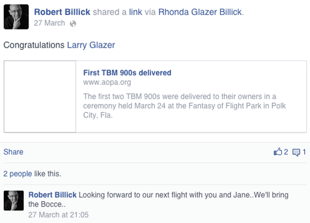 Larry Glazer buys Plane