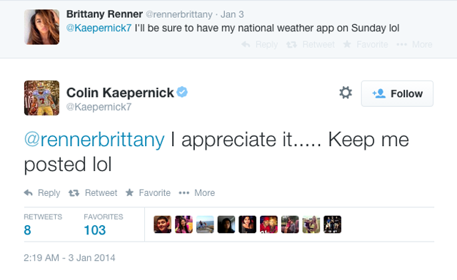 Colin Kaepernick Brittany Renner Twitter
