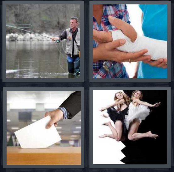 4 Pics 1 Word Answer For Fishing Broken Ballot Dancers Heavy Com