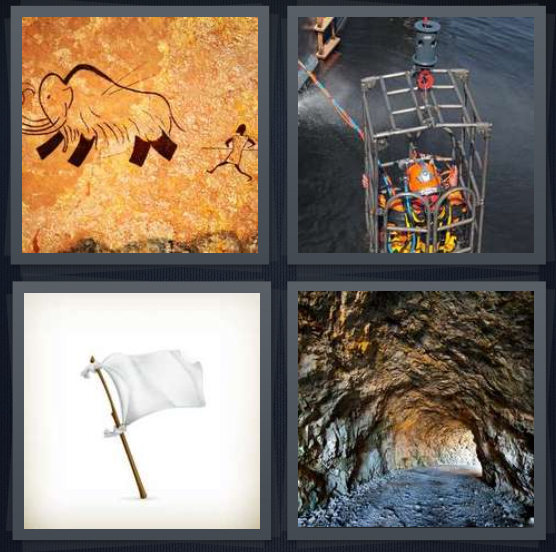 4 Pics 1 Word Answer For Drawing Diving Surrender Tunnel Heavy Com