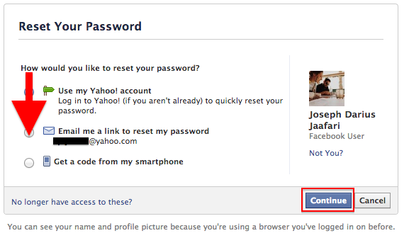 Is facebook my reset trying someone password to About the