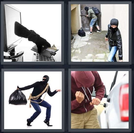 4 Pics 1 Word Answer for Cyber, Steal, Thief, Break