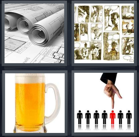 4-pics-1-word-answer-for-blueprint-cartoon-beer-choose-heavy