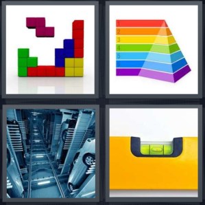 4 Pics 1 Word Answer for Tetris, Pyramid, Garage, Tool 