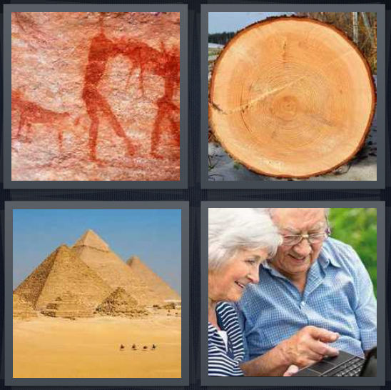 4 Pics 1 Word Answer For Cave Trunk Pyramids Elderly Heavy Com