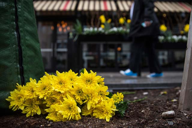 Boston Marathon bombing anniversary ceremony, flowers