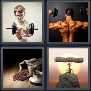 4 Pics 1 Word Answer For Weight Muscles Coffee Ant Heavy Com