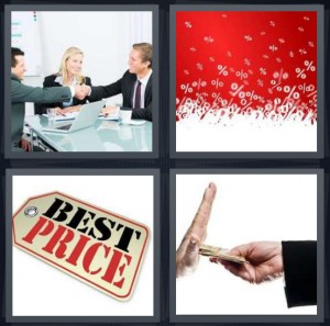 4 Pics 1 Word Answer for Deal, Percentage, Price, Money ...