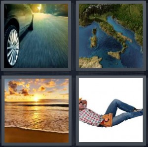 4 Pics 1 Word Answer for Drive, Italy, Beach, Relax ...