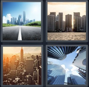 4 Pics 1 Word Answer for Road, City, Skyline, Skyscrapers | Heavy.com