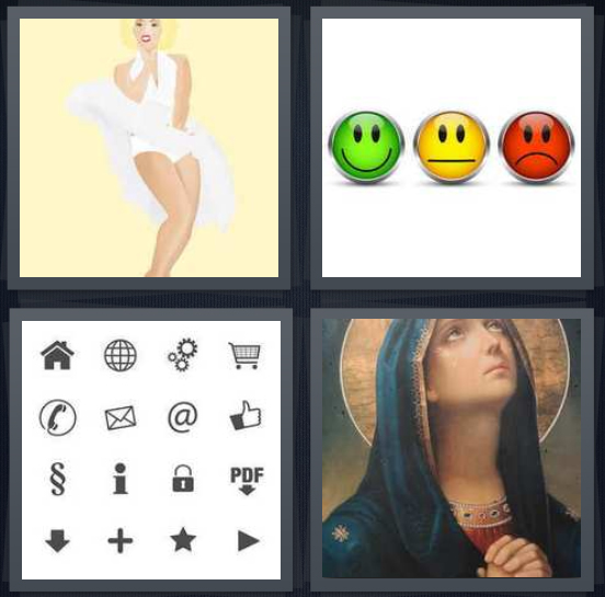 4 Pics 1 Word Answer for Marilyn, Emoticons, Clip Art