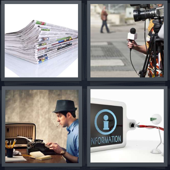 4-pics-1-word-answer-for-paper-broadcast-reporter-information-heavy