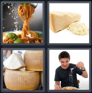 4 Pics 1 Word Answer for Pasta, Grated, Cheese, Eat ...