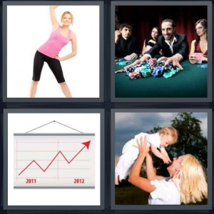 4 Pics 1 Word Poker Chips Woman Stretching