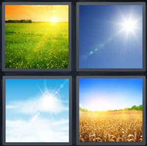 4 Pics 1 Word Answer for Sunrise, Clear, Sky, Field ...