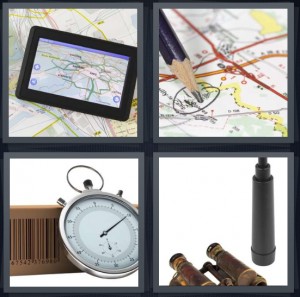 4 Pics 1 Word Answer for GPS, Map, Compass, Binoculars | Heavy.com