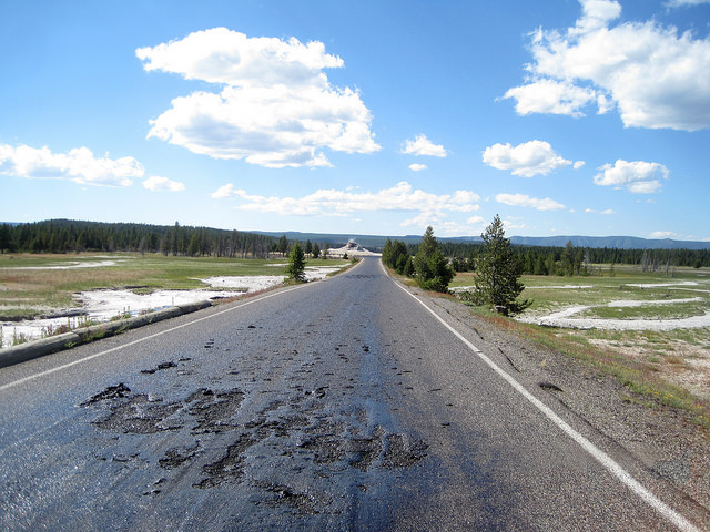 yellowstone national park roads melting
