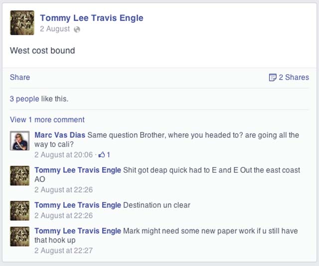 Tommy Lee Travis Engle Facebook