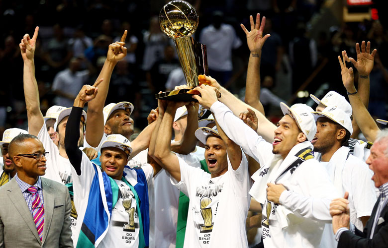 The San Antonio Spurs celebrating their 2014 NBA Finals victory. (Getty)