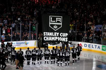 WATCH: Kings Raise Championship Banner, Lower Stanley Cup
