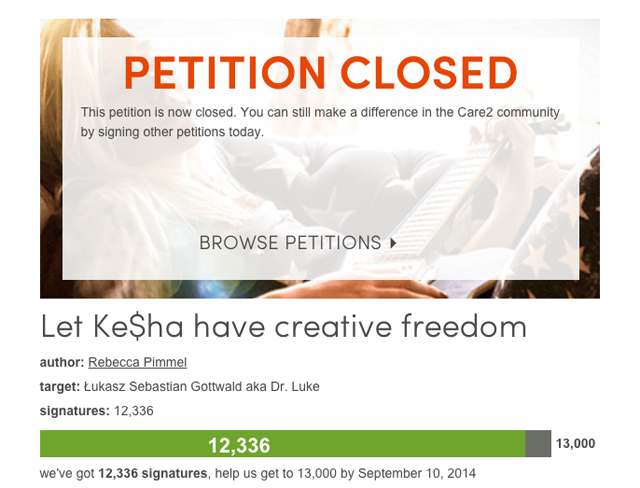 Kesha Dr. Luke Petition