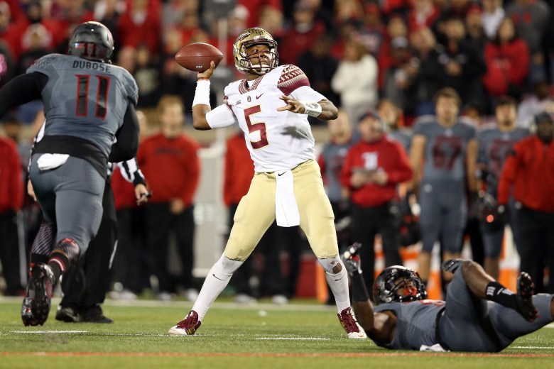 Winston attempts a pass against Louisville on Oct. 30. (GETTY)