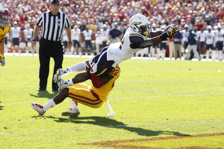 Running back Terry Swanson of Toledo dives for the end zone earlier this season vs. Iowa State. (Getty)