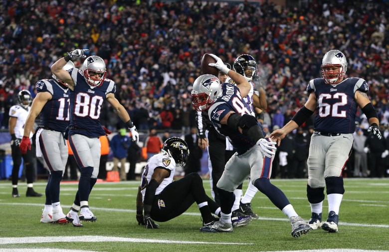 Rob Gronkowski and the Patriots will play in their fourth-consecutive AFC Championship Game. (Getty)