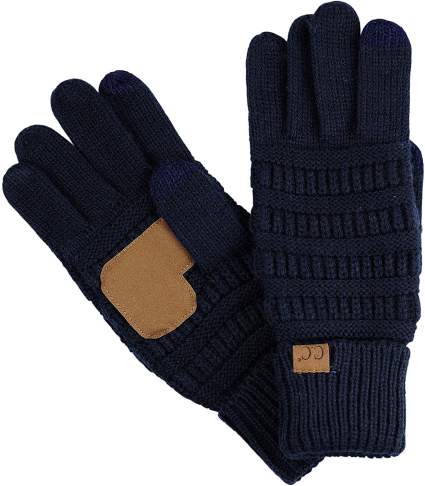 Unisex Cable Knit Inner Lined Anti-Slip Touchscreen Texting Gloves