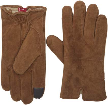 Levi's Men's Suede Gloves With Touchscreen Capability