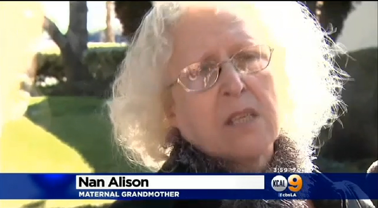 The baby's grandmother Nan Allison. (Screengrab via CBS Los Angeles)