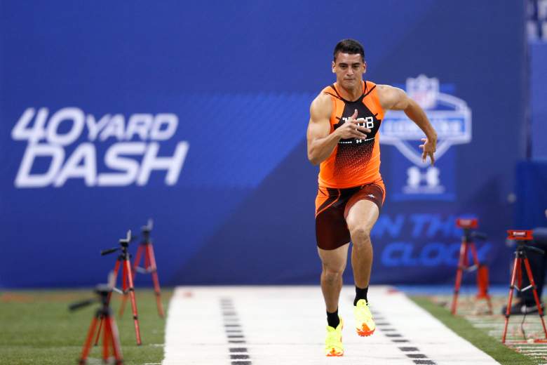 Former Oregon quarterback Marcus Mariota showed his speed Saturday, running a QB-best 4.52 seconds in the 40-yard dash at the NFL Combine. (Getty)