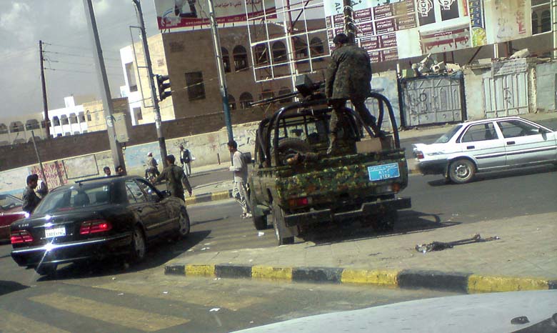 Yemeni forces securing the roads around the U.S. Embassy in 2009. (Getty)
