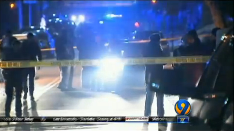 Police at the scene of the shooting. (Screengrab via WSOC-TV)