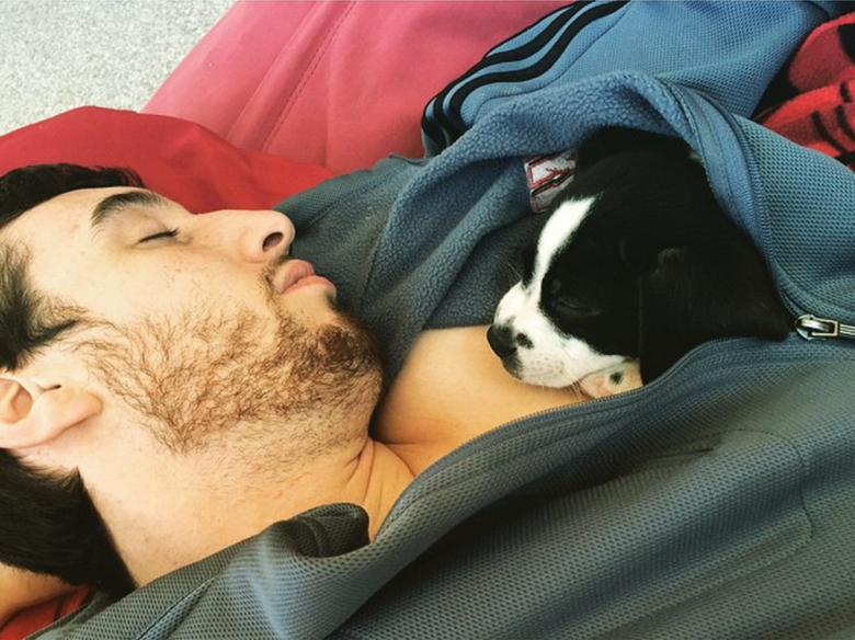 Wisconsin's Frank Kaminsky posted this photo on Instagram with the caption: "Got puppy? Thanks @dememorales" (Instagram/fskpart3)