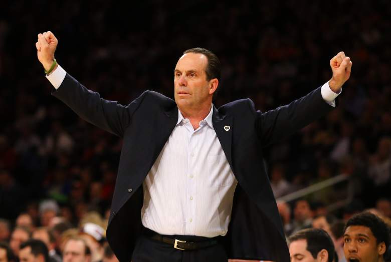 Notre Dame head coach Mike Brey is signed through the 2021-22 season. (Getty)
