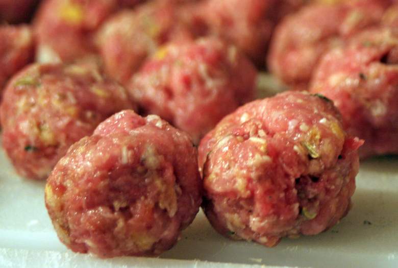 Image of raw homemade meatballs, best homemade dog food