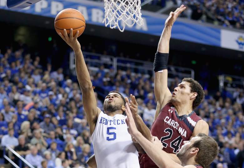 Andrew Harrison and Kentucky played South Carolina on February 14, 2015. (Getty)