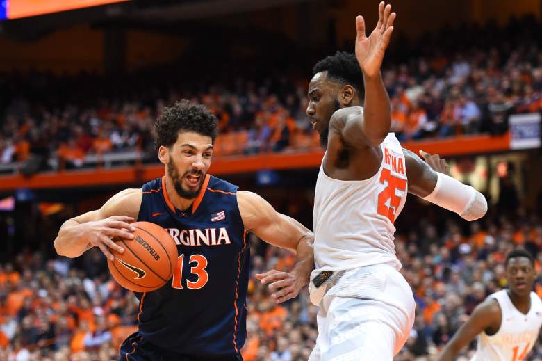 Anthony Gill and the second-ranked Virginia Cavaliers travel to Louisville to meet the #16 Cardinals in the ACC regular-season finale. (Getty)