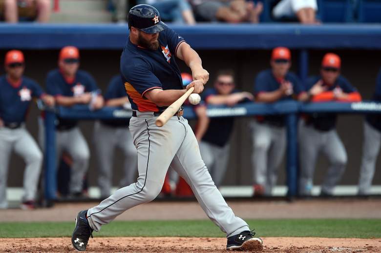 Evan Gattis was traded from the Atlanta Braves to the Houston Astros in the offseason. (Getty)