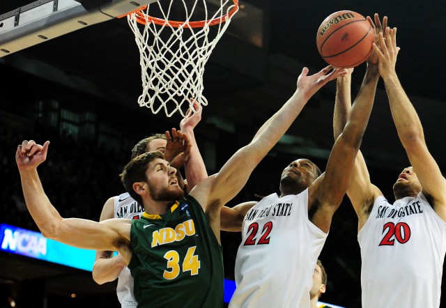 Chris Kading and NDSU fell to San Diego State in the 3rd round of the 2014 NCAA Tournament. (Getty)