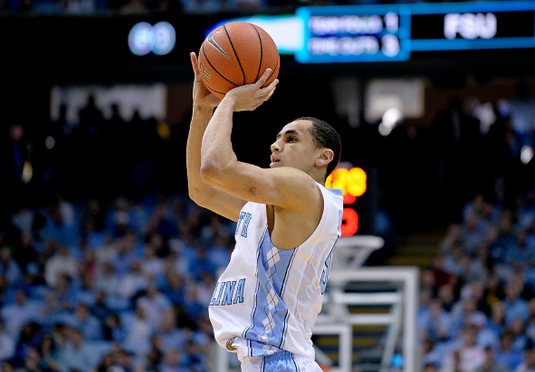 Marcus Paige #5 of the North Carolina Tar Heels takes a three-point shot against the Florida State Seminoles during their game at the Dean Smith Center on January 24, 2015 in Chapel Hill, North Carolina. North Carolina won 78-74. (Getty)