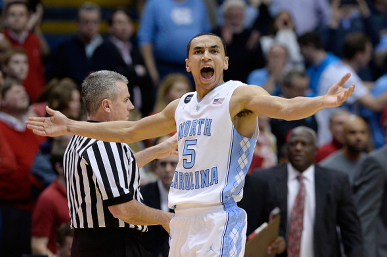 Marcus Paige #5 of the North Carolina Tar Heels reacts during their game against the North Carolina State Wolfpack at the Dean Smith Center on February 24, 2015 in Chapel Hill, North Carolina. North Carolina State won 58-46. (Getty)