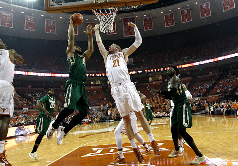Rico Gathers #2 of the Baylor Bears shoots over Connor Lammert #21 of the Texas Longhorns at the Frank Erwin Center on March 2, 2015 in Austin, Texas. (Getty)