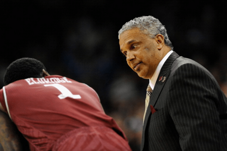Head coach Marvin Menzies of the New Mexico State Aggies talks to DK Eldridge #1 during the game against the San Diego State Aztecs in the second round of the 2014 NCAA Men's Basketball Tournament at Spokane Veterans Memorial Arena on March 20, 2014 in Spokane, Washington. (Getty)