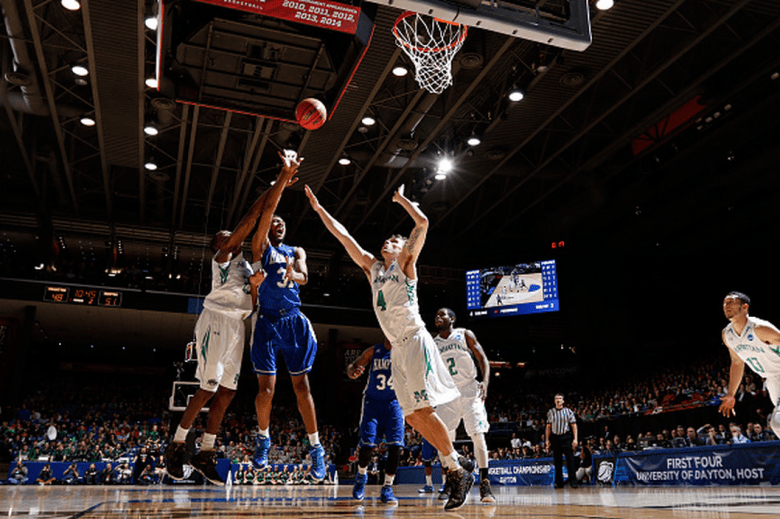 Charles Wilson-Fisher #31 of the Hampton Pirates takes a shot against the Manhattan Jaspers during the first round of the 2015 NCAA Men's Basketball Tournament at UD Arena on March 17, 2015 in Dayton, Ohio. (Getty)