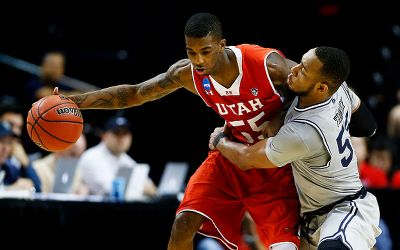 Utah's Delon Wright drives against Georgetown's Jabril Trawick in the 2015 NCAA Men's Basketball Tournament. (Getty)