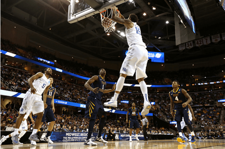 Kentucky's Willie Cauley-Stein goes up for a dunk against West Virginia during the 2015 NCAA Men's Basketball Tournament. (Getty)